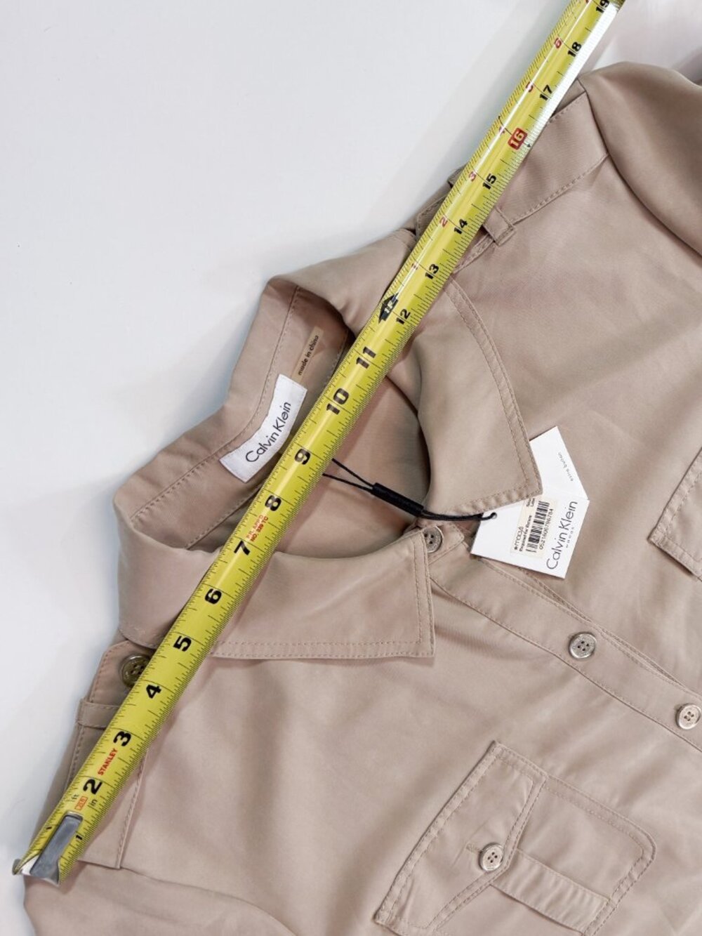 Calvin Klein Plus Size 18W Utility Shirt Dress Khaki NWT Workwear Minimalist - Picture 9 of 15